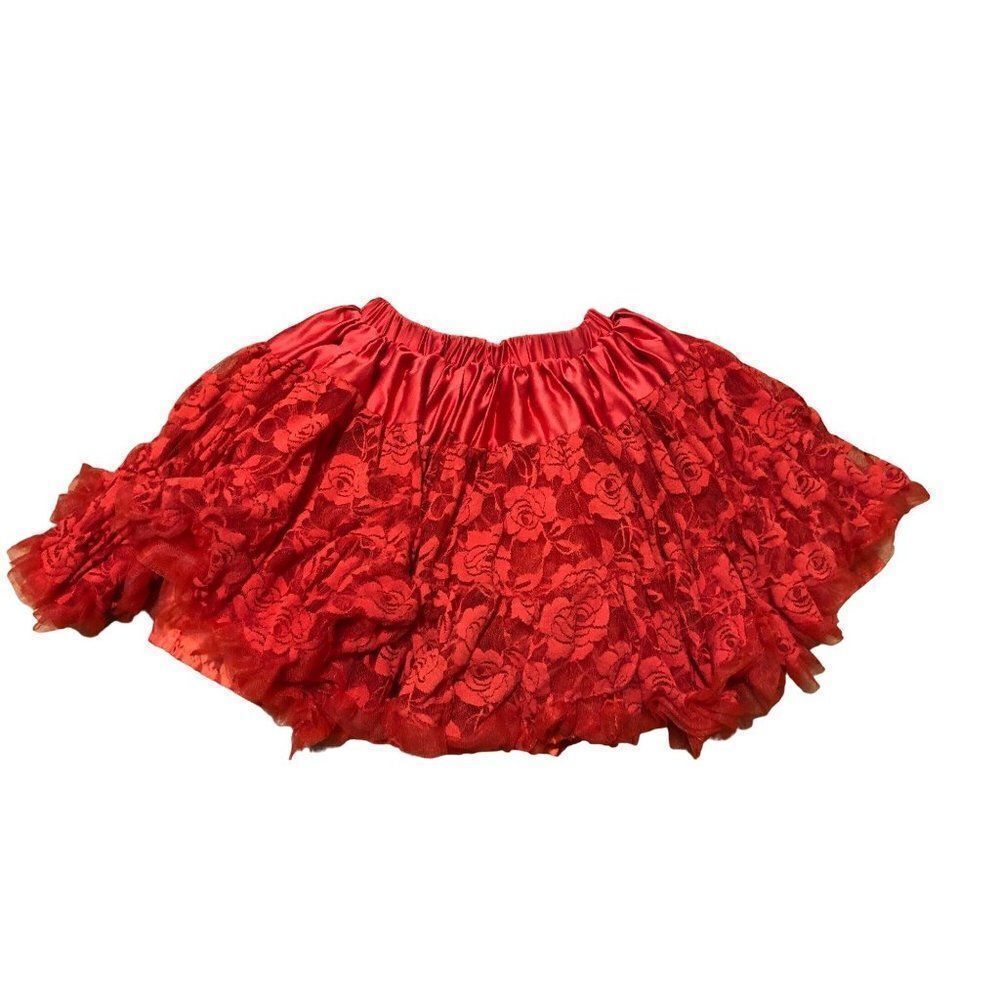 Disney Girls Tutu Red Skirt Rose Flowers Size 7/8